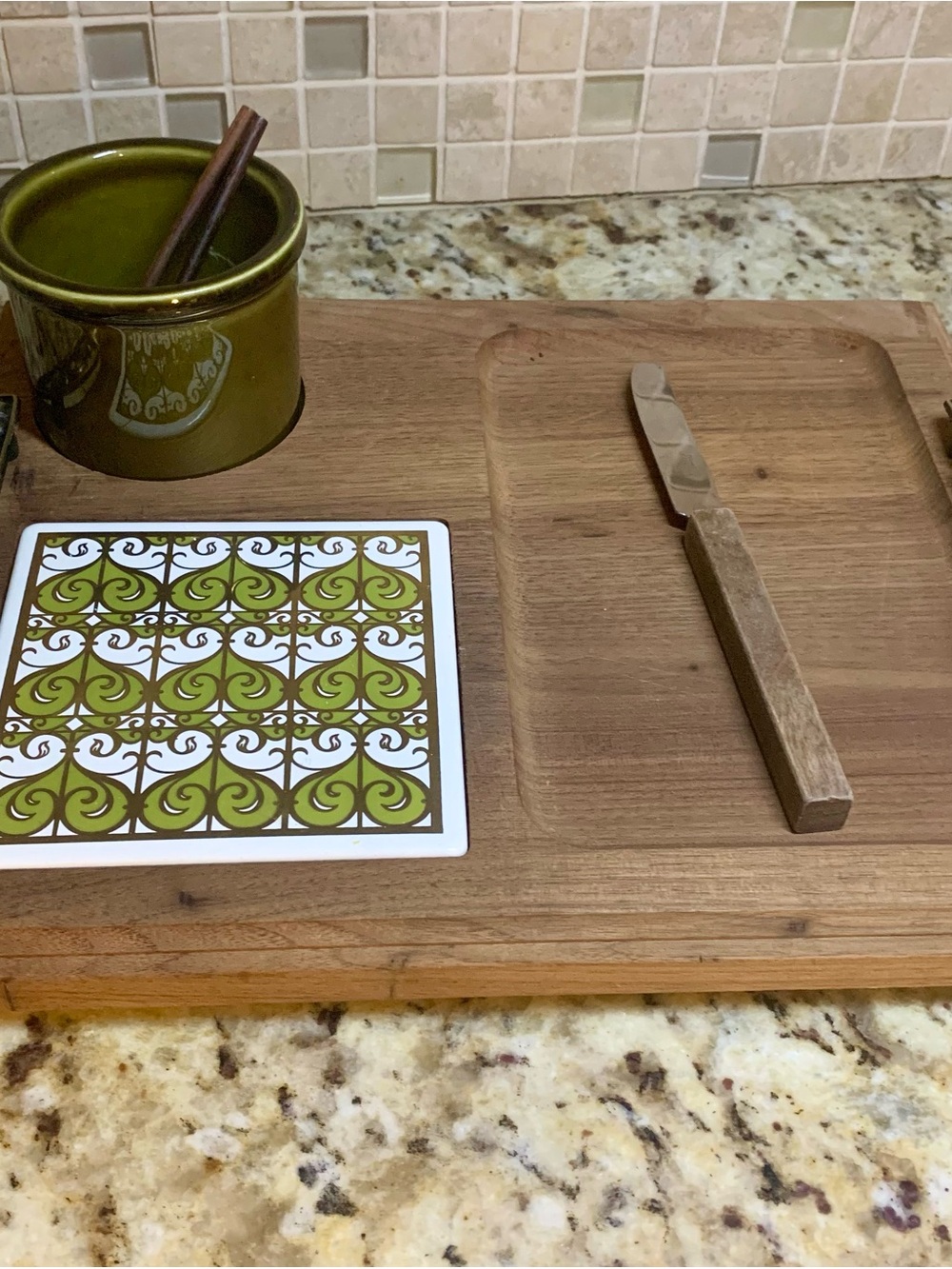 Vintage Georges Briard "Woodland" Cheese Board Set – Tile, Knife, Crock & Spoons